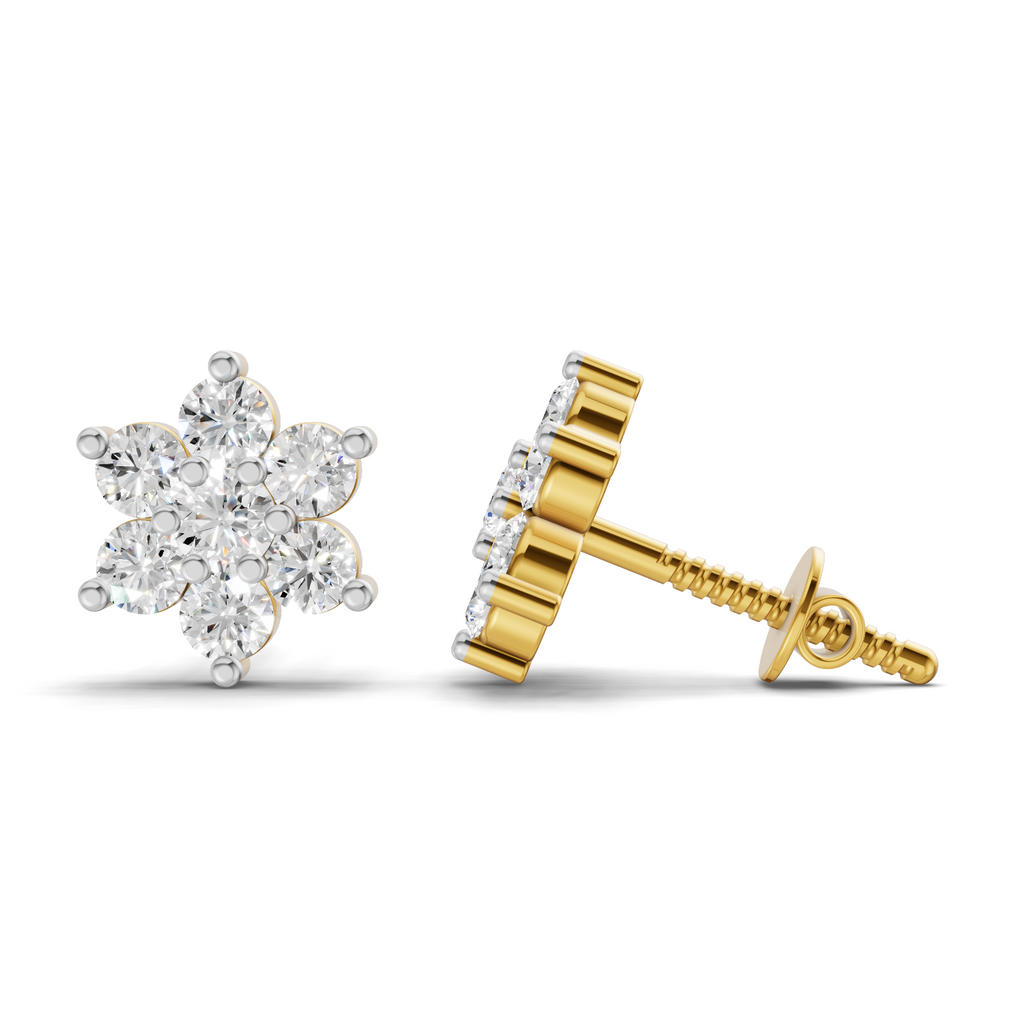 Lab Grown Diamond 0.41CT 925 Sterling Silver Gold Plated Round Shape Earring