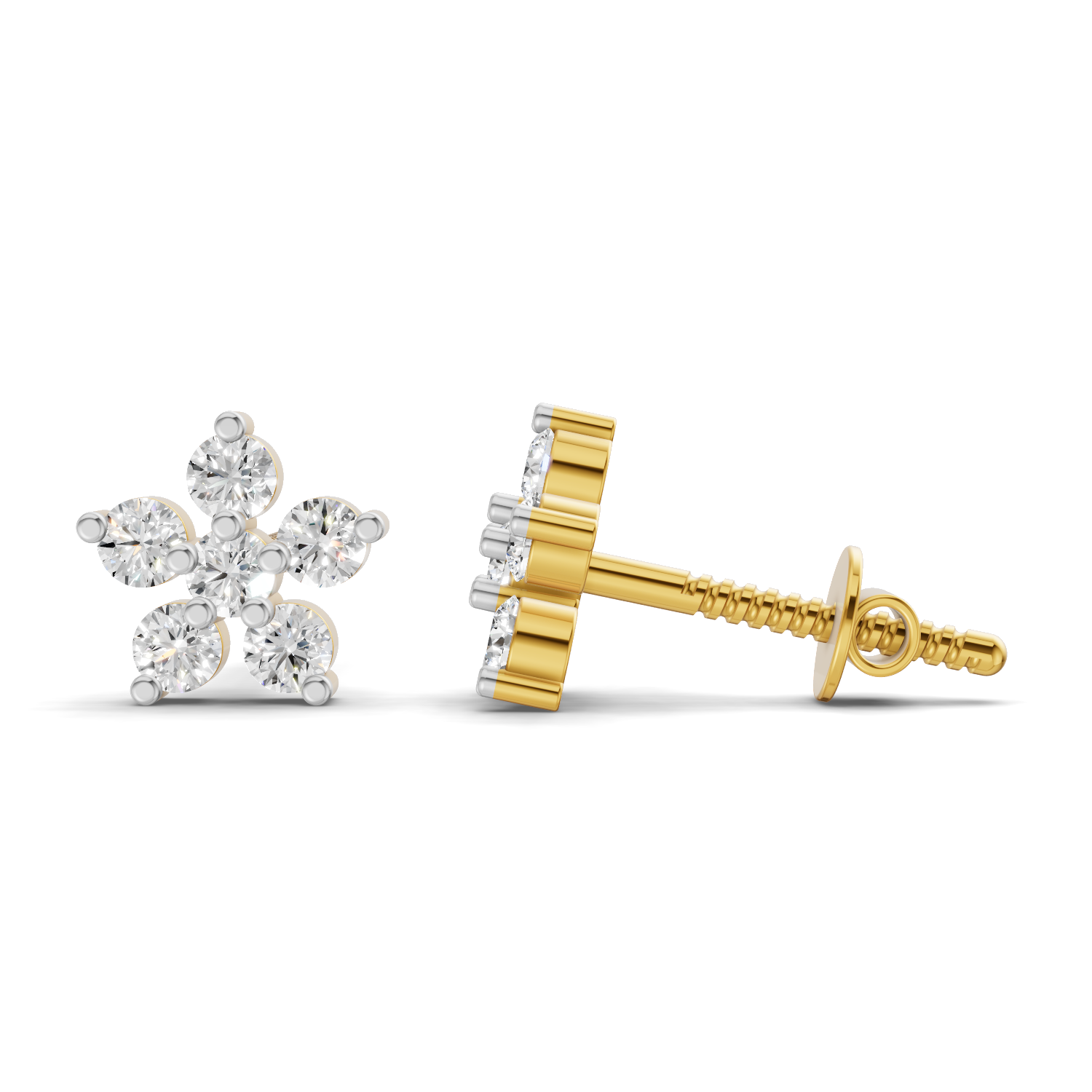 Lab Grown Diamond 0.35CT 925 Sterling Silver Gold Plated Round Shape Earring
