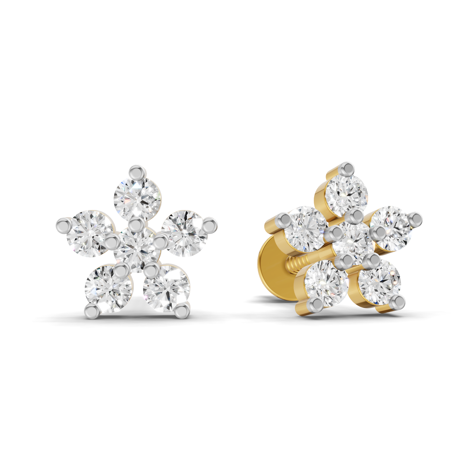 Lab Grown Diamond 0.35CT 925 Sterling Silver Gold Plated Round Shape Earring