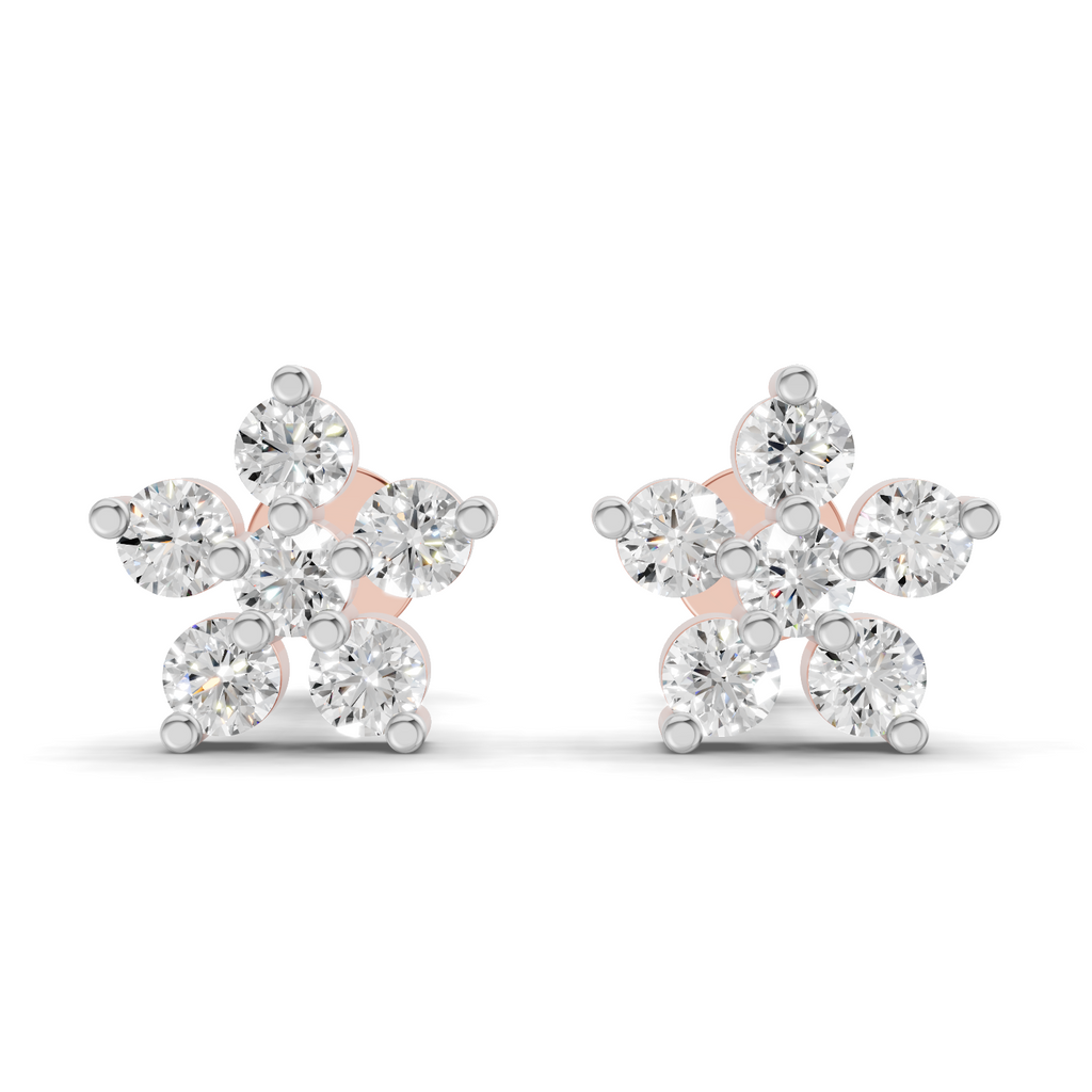 Lab Grown Diamond 0.35CT 925 Sterling Silver Gold Plated Round Shape Earring