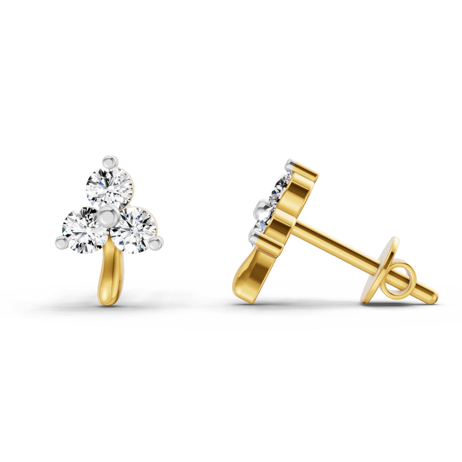 Lab Grown Diamond 0.35CT 925 Sterling Silver Gold Plated Round Shape Earring