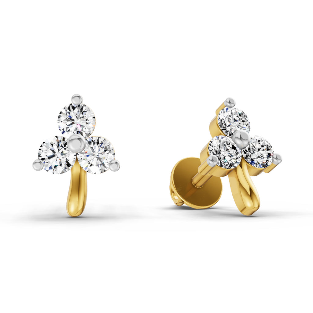 Lab Grown Diamond 0.35CT 925 Sterling Silver Gold Plated Round Shape Earring