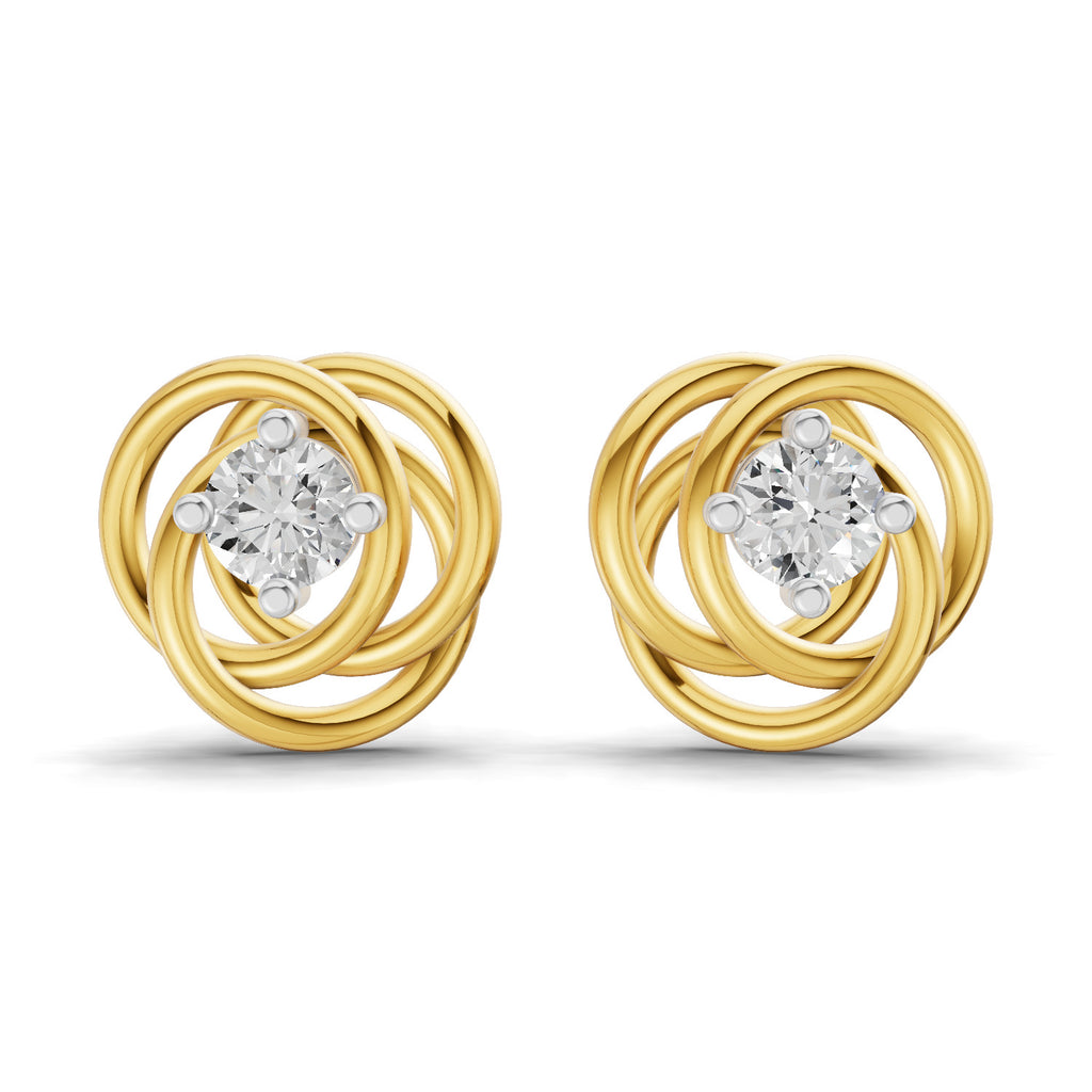 Lab Grown Diamond Earrings 0.27 Carat IGI Certified Round Shape F-G VS Quality| 925 Sterling Silver Gold Plated Eternal Knot Diamond Stud Earrings