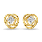 Lab Grown Diamond Earrings 0.27 Carat IGI Certified Round Shape F-G VS Quality| 925 Sterling Silver Gold Plated Eternal Knot Diamond Stud Earrings