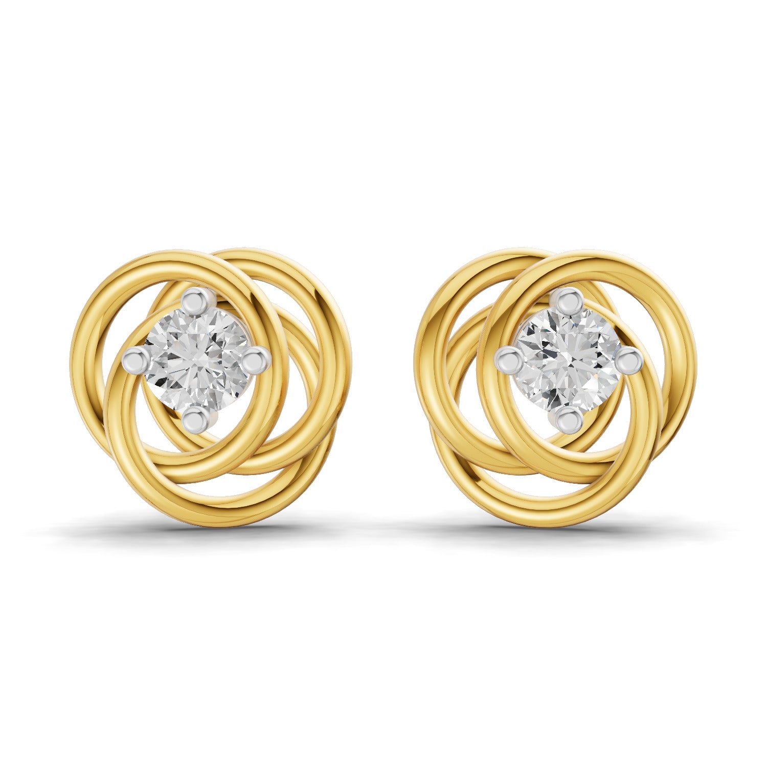 Lab Grown Diamond Earrings 0.27 Carat IGI Certified Round Shape F-G VS Quality| 925 Sterling Silver Gold Plated Eternal Knot Diamond Stud Earrings