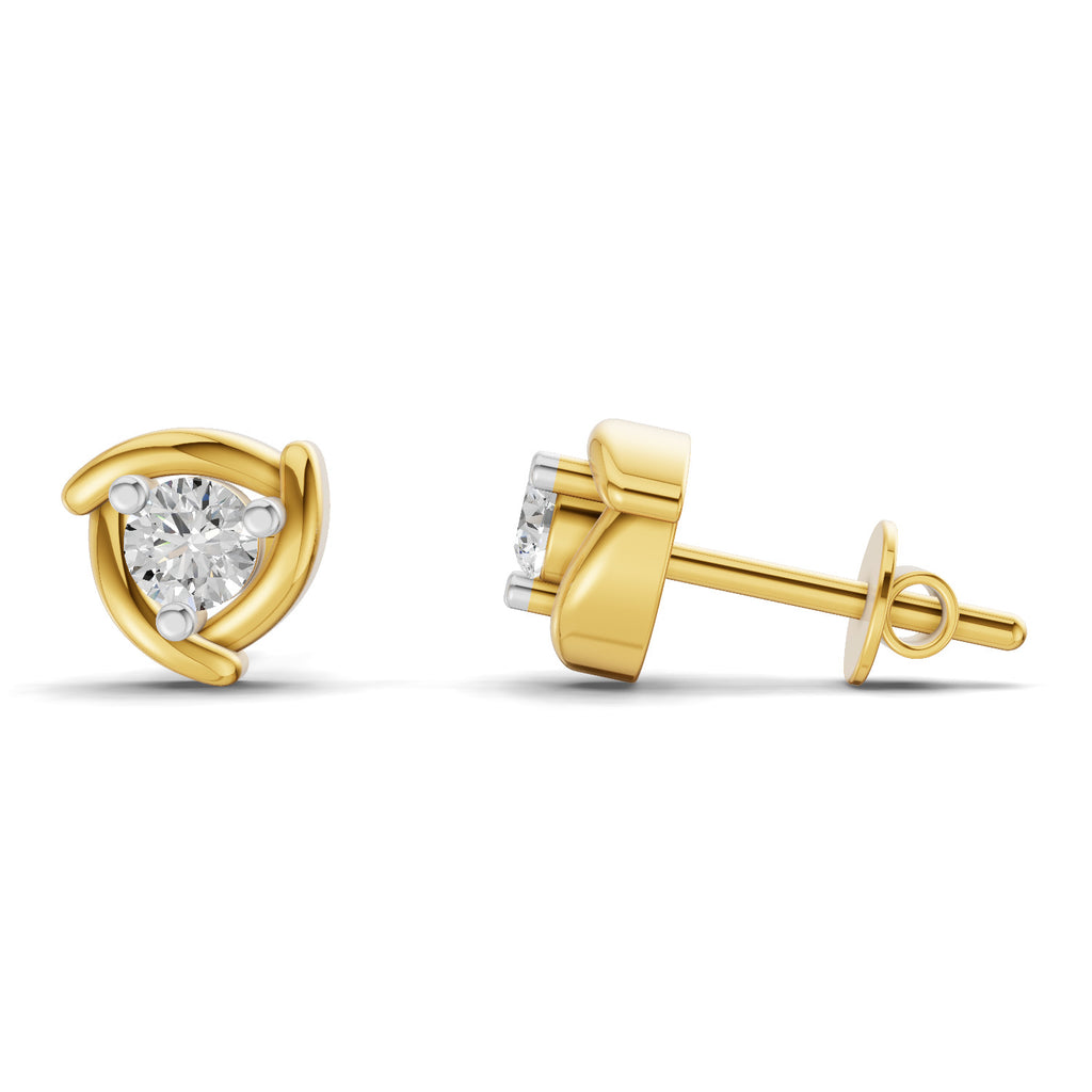 Lab Grown Diamond Earrings 0.29 Carat IGI Certified Round Shape 925 Sterling Silver Yellow Gold Plated Fashion Stud Earrings