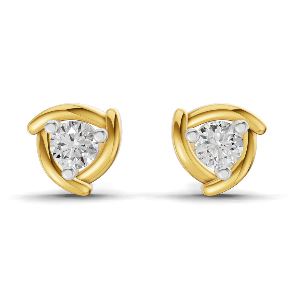 Lab Grown Diamond Earrings 0.29 Carat IGI Certified Round Shape 925 Sterling Silver Yellow Gold Plated Fashion Stud Earrings