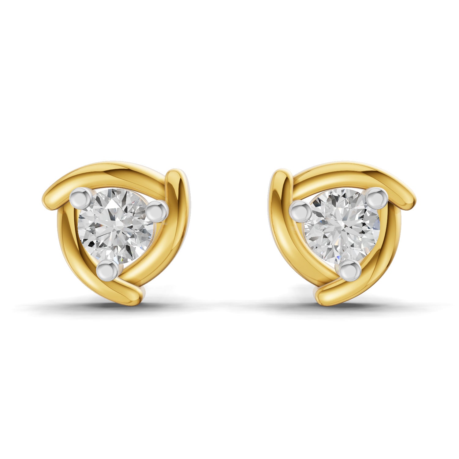Lab Grown Diamond Earrings 0.29 Carat IGI Certified Round Shape 925 Sterling Silver Yellow Gold Plated Fashion Stud Earrings