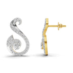 Lab Grown Diamond Earrings 1.13 Carat IGI Certified Round Shape 925 Sterling Silver Yellow Gold Plated Swirl Fashion Earrings