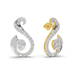 Lab Grown Diamond Earrings 1.13 Carat IGI Certified Round Shape 925 Sterling Silver Yellow Gold Plated Swirl Fashion Earrings