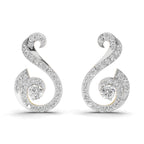 Lab Grown Diamond Earrings 1.13 Carat IGI Certified Round Shape 925 Sterling Silver Yellow Gold Plated Swirl Fashion Earrings