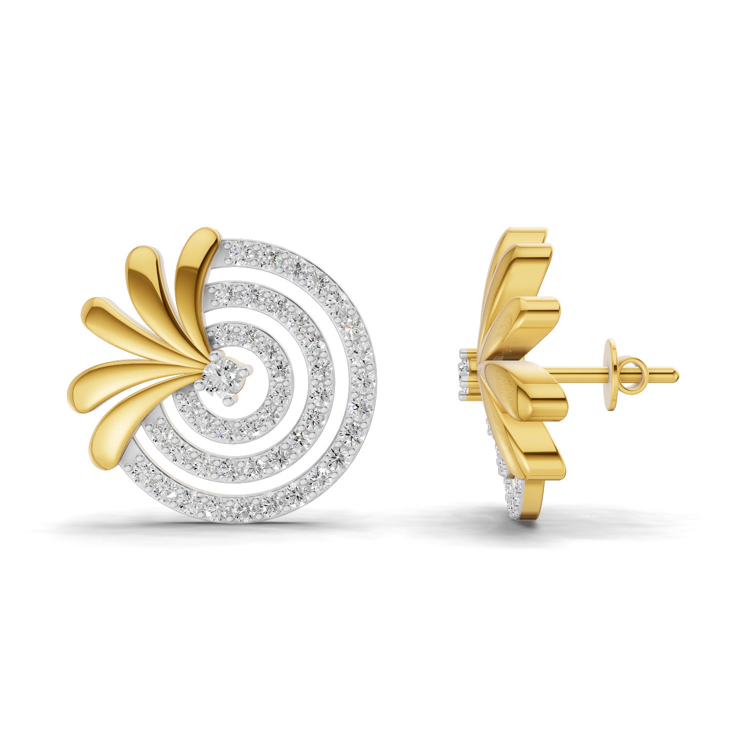 Lab Grown Diamond Earrings 1.16 Carat IGI Certified Round Shape 925 Sterling Silver Yellow Gold Plated Halo Earrings