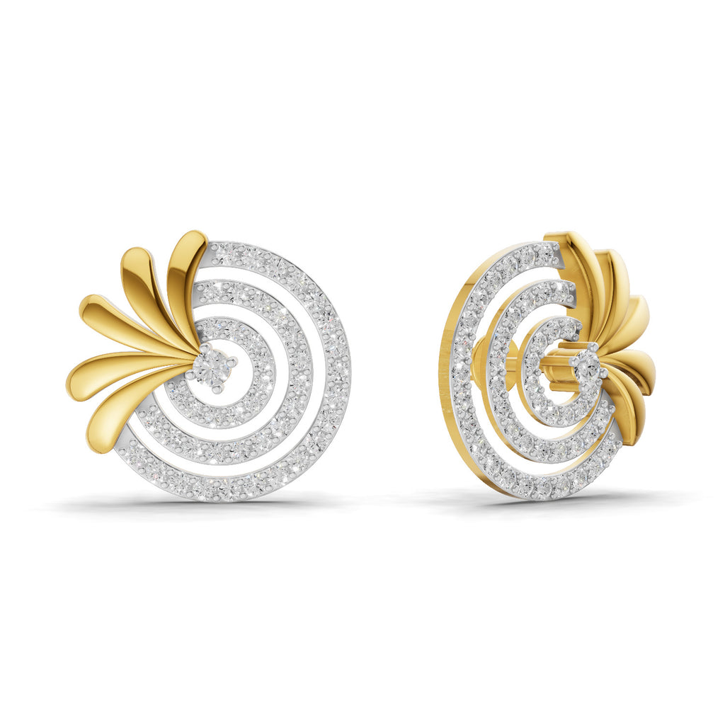 Lab Grown Diamond Earrings 1.16 Carat IGI Certified Round Shape 925 Sterling Silver Yellow Gold Plated Halo Earrings
