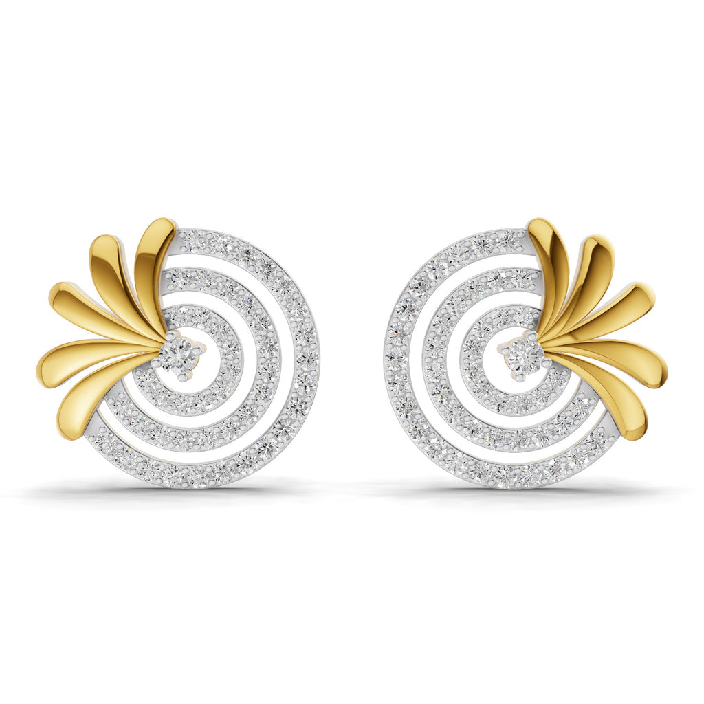 Lab Grown Diamond Earrings 1.16 Carat IGI Certified Round Shape 925 Sterling Silver Yellow Gold Plated Halo Earrings