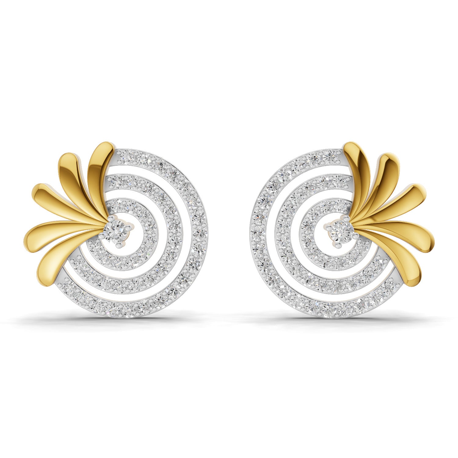 Lab Grown Diamond Earrings 1.16 Carat IGI Certified Round Shape 925 Sterling Silver Yellow Gold Plated Halo Earrings