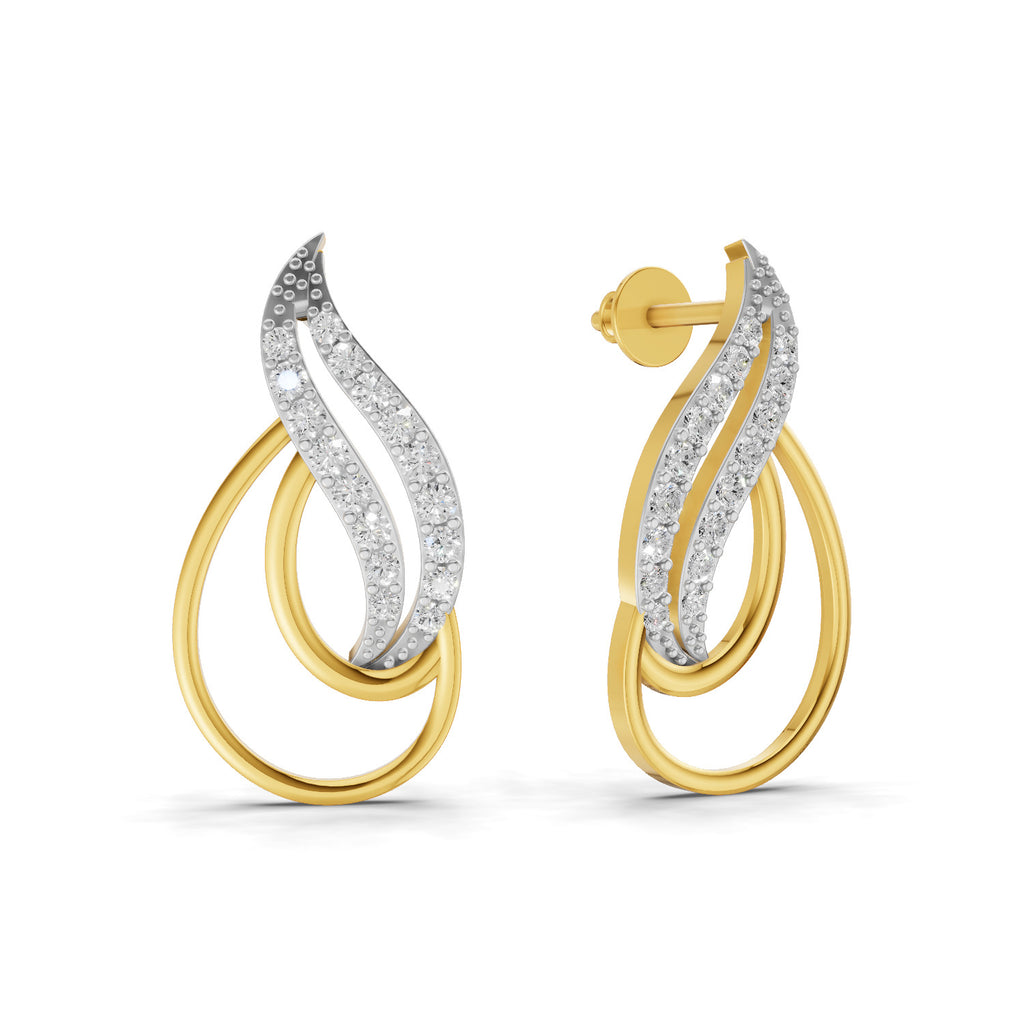 Lab Grown Diamond Earrings 0.46 Carat IGI Certified Round Shape 925 Sterling Silver Yellow Gold Plated Fashion Earrings
