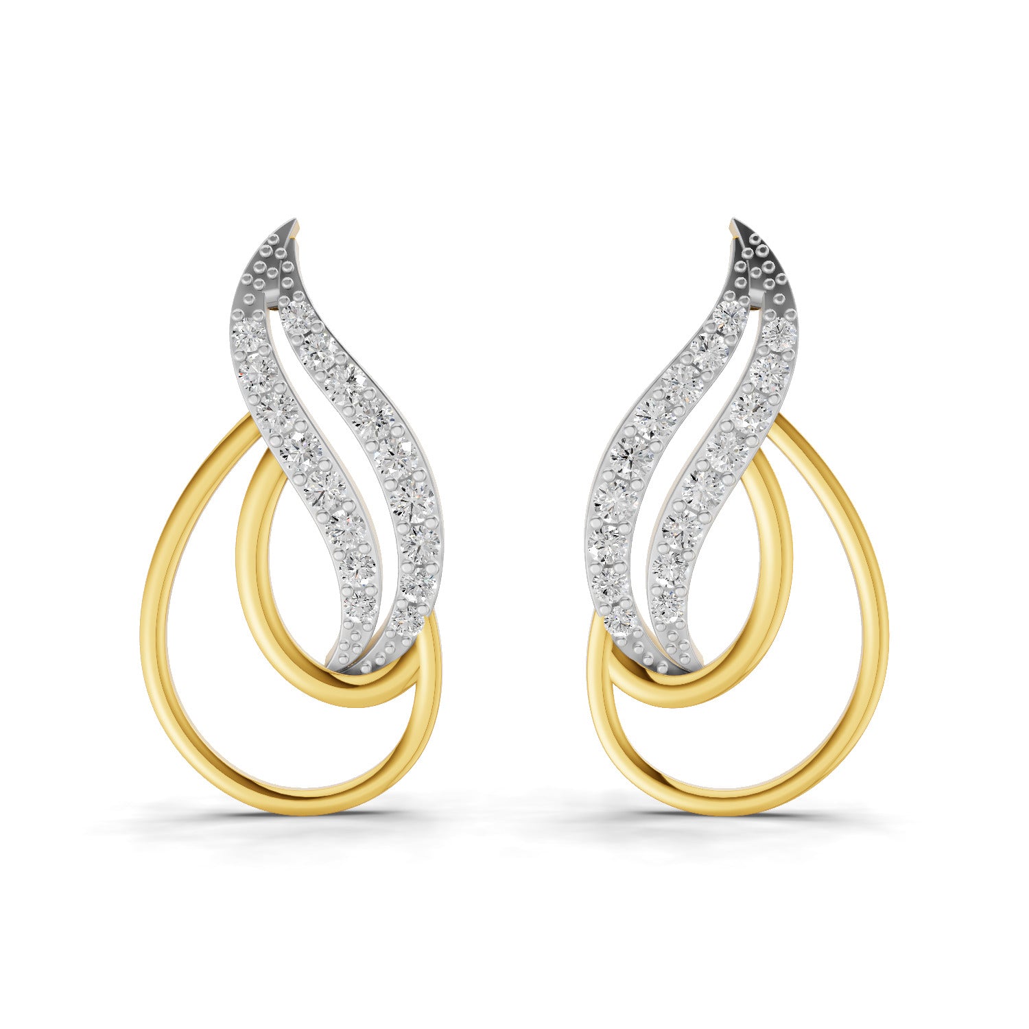Lab Grown Diamond Earrings 0.46 Carat IGI Certified Round Shape 925 Sterling Silver Yellow Gold Plated Fashion Earrings