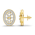 Lab Grown Diamond Earrings 1.12 Carat IGI Certified Round Shape 925 Sterling Silver Yellow Gold Plated Oval Fashion Earrings