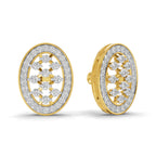 Lab Grown Diamond Earrings 1.12 Carat IGI Certified Round Shape 925 Sterling Silver Yellow Gold Plated Oval Fashion Earrings