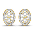 Lab Grown Diamond Earrings 1.12 Carat IGI Certified Round Shape 925 Sterling Silver Yellow Gold Plated Oval Fashion Earrings
