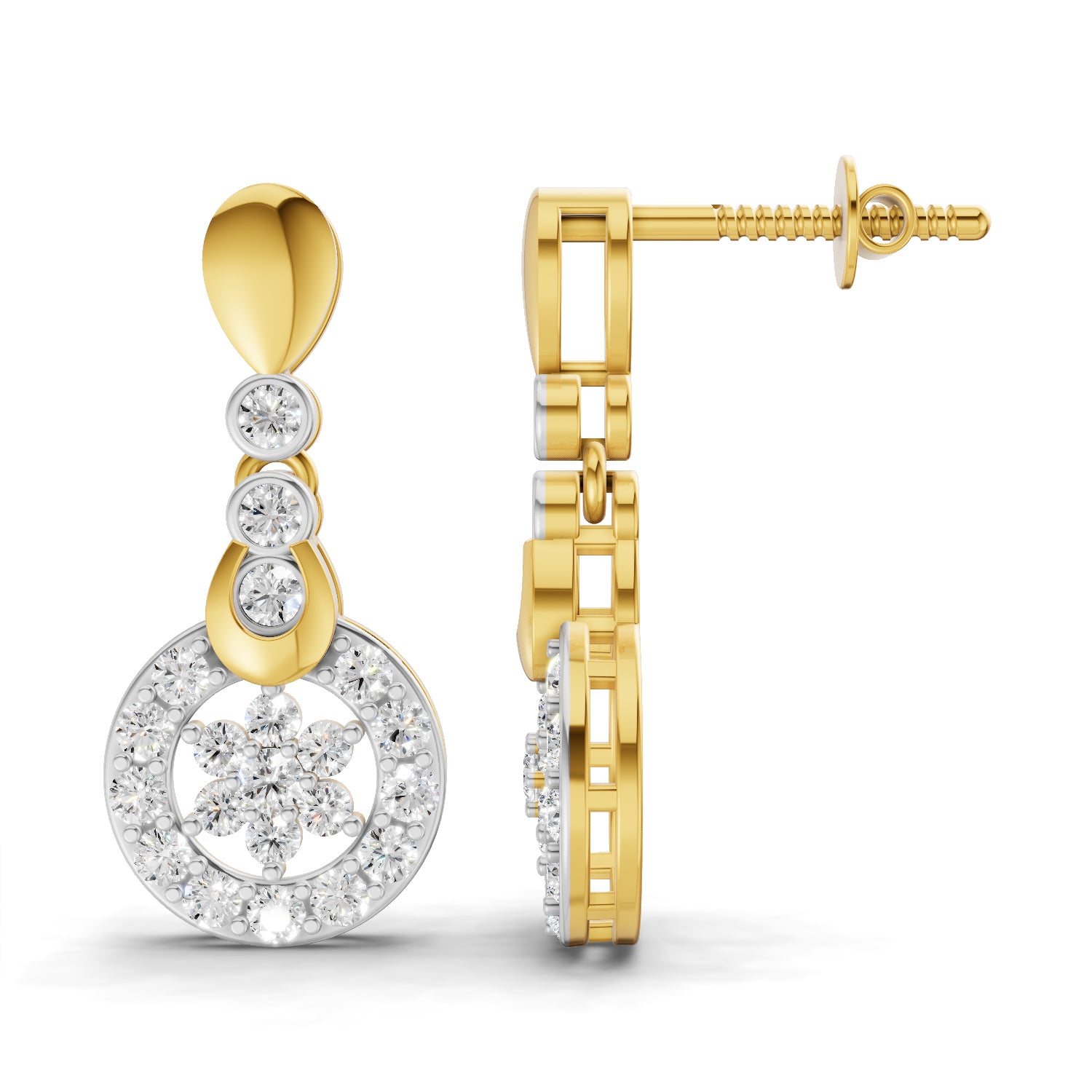 Lab Grown Diamond Earrings 1.03 Carat IGI Certified Round Shape F-G VS | 925 Sterling Silver Yellow Gold Plated Fashion Earrings