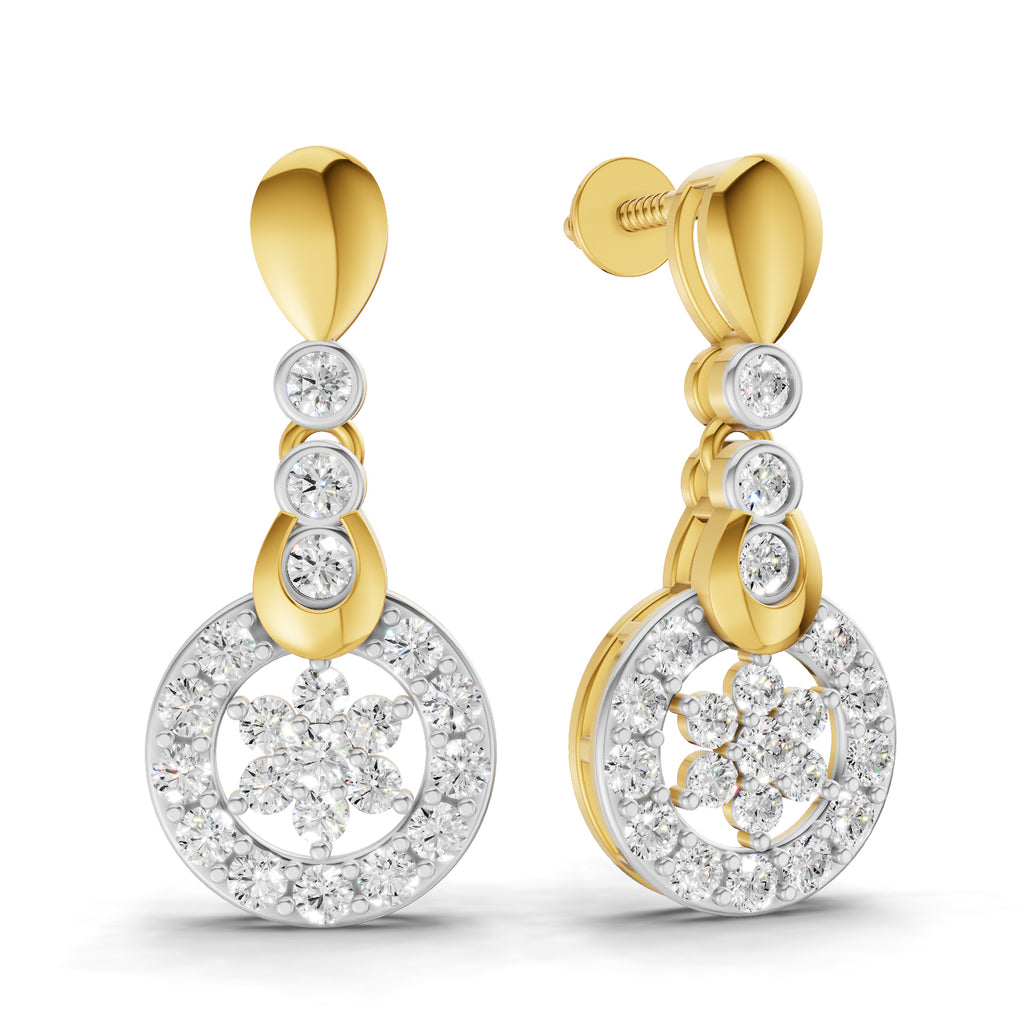 Lab Grown Diamond Earrings 1.03 Carat IGI Certified Round Shape F-G VS | 925 Sterling Silver Yellow Gold Plated Fashion Earrings
