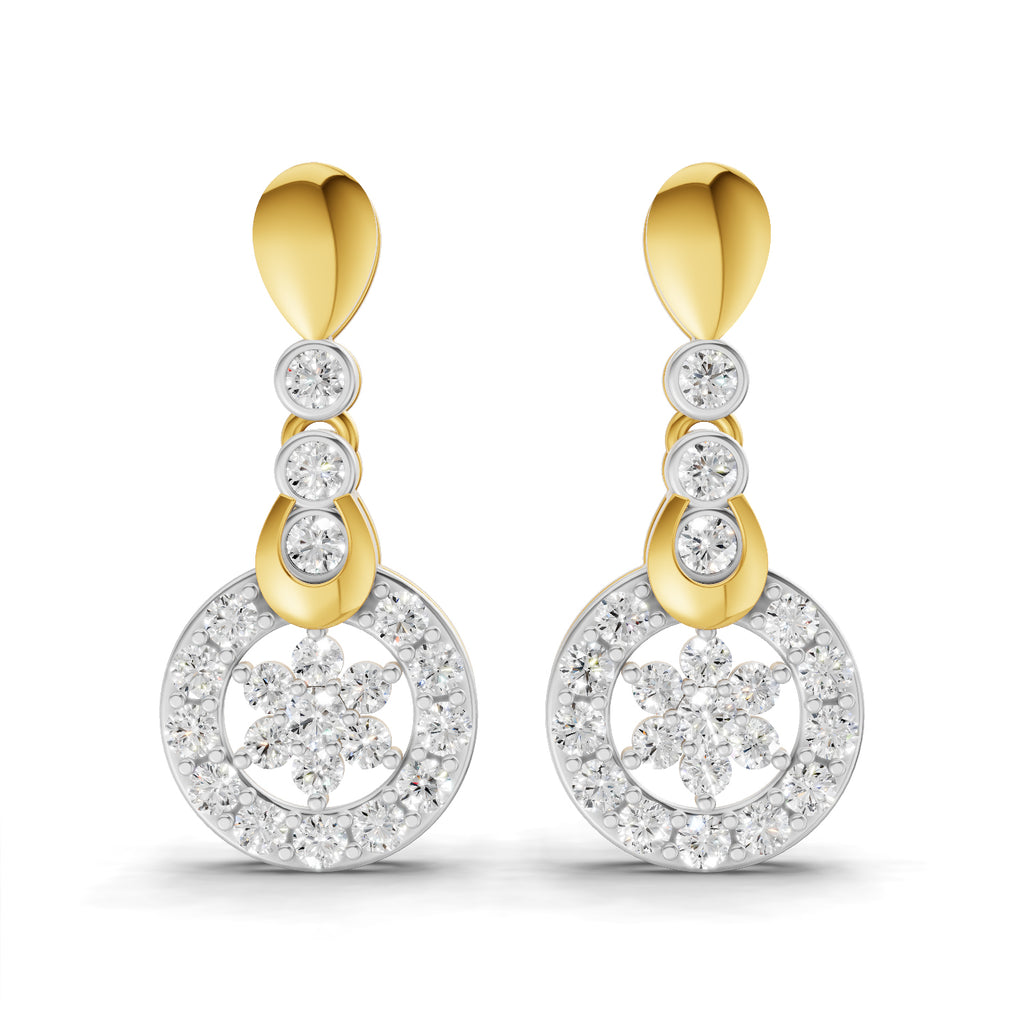 Lab Grown Diamond Earrings 1.03 Carat IGI Certified Round Shape F-G VS | 925 Sterling Silver Yellow Gold Plated Fashion Earrings