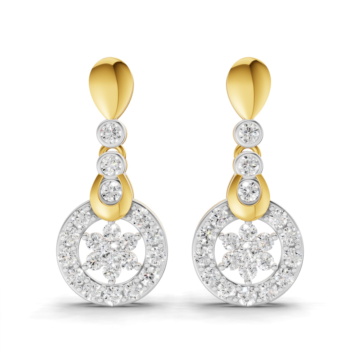 Lab Grown Diamond Earrings 1.03 Carat IGI Certified Round Shape F-G VS | 925 Sterling Silver Yellow Gold Plated Fashion Earrings