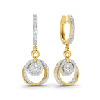 Lab Grown Diamond Earrings 1.68 Carat IGI Certified Round Shape 925 Sterling Silver Gold Plated Cluster Circle Drop Earrings