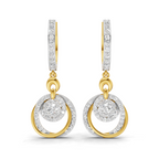 Lab Grown Diamond Earrings 1.68 Carat IGI Certified Round Shape 925 Sterling Silver Gold Plated Cluster Circle Drop Earrings
