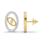 Lab Grown Diamond Earrings 0.62 Carat IGI Certified Round Shape 925 Sterling Silver Yellow Gold Plated Oval Fashion Earrings