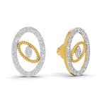 Lab Grown Diamond Earrings 0.62 Carat IGI Certified Round Shape 925 Sterling Silver Yellow Gold Plated Oval Fashion Earrings
