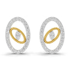 Lab Grown Diamond Earrings 0.62 Carat IGI Certified Round Shape 925 Sterling Silver Yellow Gold Plated Oval Fashion Earrings