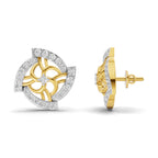 Lab Grown Diamond Earrings 0.78 Carat IGI Certified Round Shape 925 Sterling Silver Yellow Gold Plated Fashion Earrings