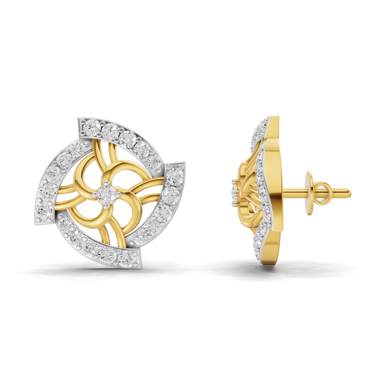 Lab Grown Diamond Earrings 0.78 Carat IGI Certified Round Shape 925 Sterling Silver Yellow Gold Plated Fashion Earrings