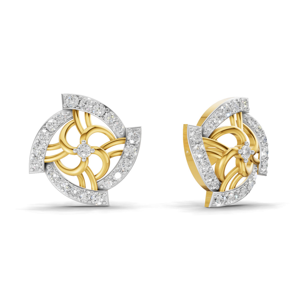 Lab Grown Diamond Earrings 0.78 Carat IGI Certified Round Shape 925 Sterling Silver Yellow Gold Plated Fashion Earrings