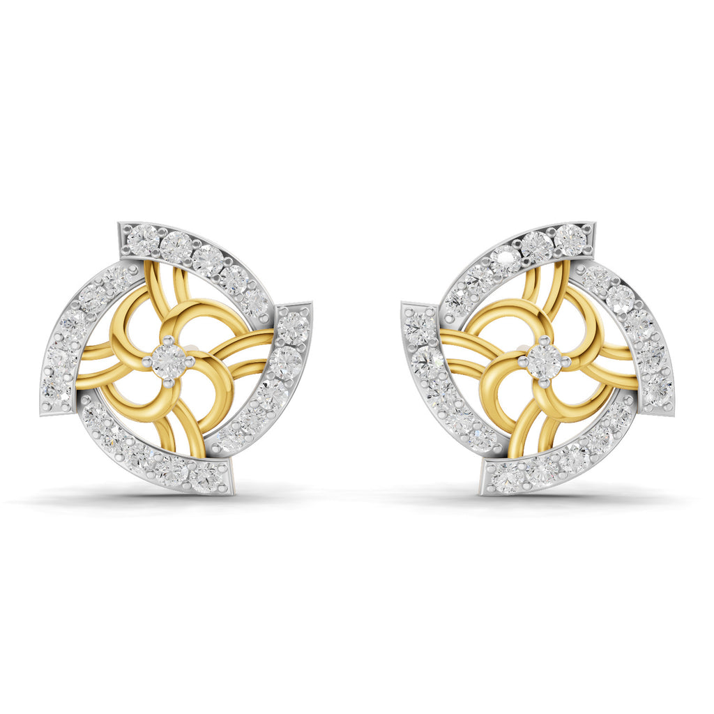 Lab Grown Diamond Earrings 0.78 Carat IGI Certified Round Shape 925 Sterling Silver Yellow Gold Plated Fashion Earrings
