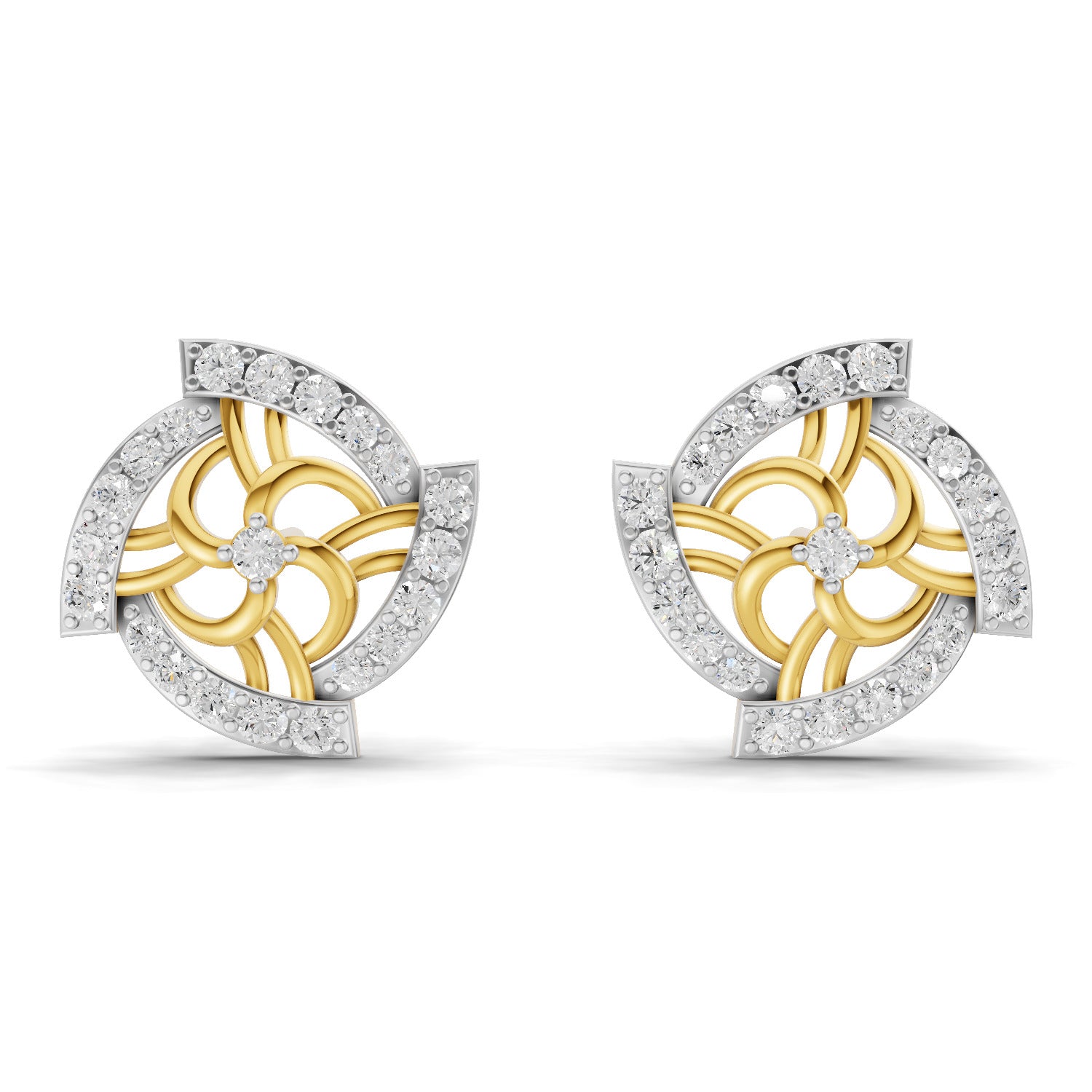 Lab Grown Diamond Earrings 0.78 Carat IGI Certified Round Shape 925 Sterling Silver Yellow Gold Plated Fashion Earrings