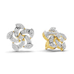 Lab Grown Diamond Earrings 0.67 Carat IGI Certified Round Shape 925 Sterling Silver Yellow Gold Plated Floral Earrings