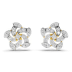 Lab Grown Diamond Earrings 0.67 Carat IGI Certified Round Shape 925 Sterling Silver Yellow Gold Plated Floral Earrings