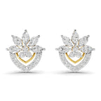 Lab Grown Diamond Earrings 1.53 Carat IGI Certified Round & Marquise Shape 925 Sterling Silver Yellow Gold Plated Floral Earrings