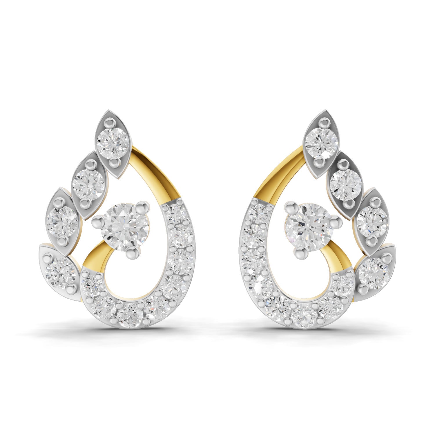 Lab Grown Diamond Earrings 0.87 Carat IGI Certified Round Shape 925 Sterling Silver Yellow Gold Plated Fashion Earrings