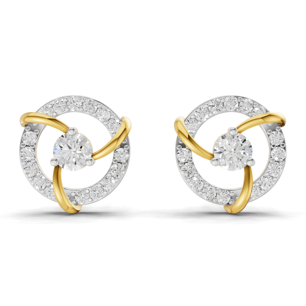 Lab Grown Diamond Earrings 0.57 Carat IGI Certified Round Shape 925 Sterling Silver Yellow Gold Plated Fashion Earrings