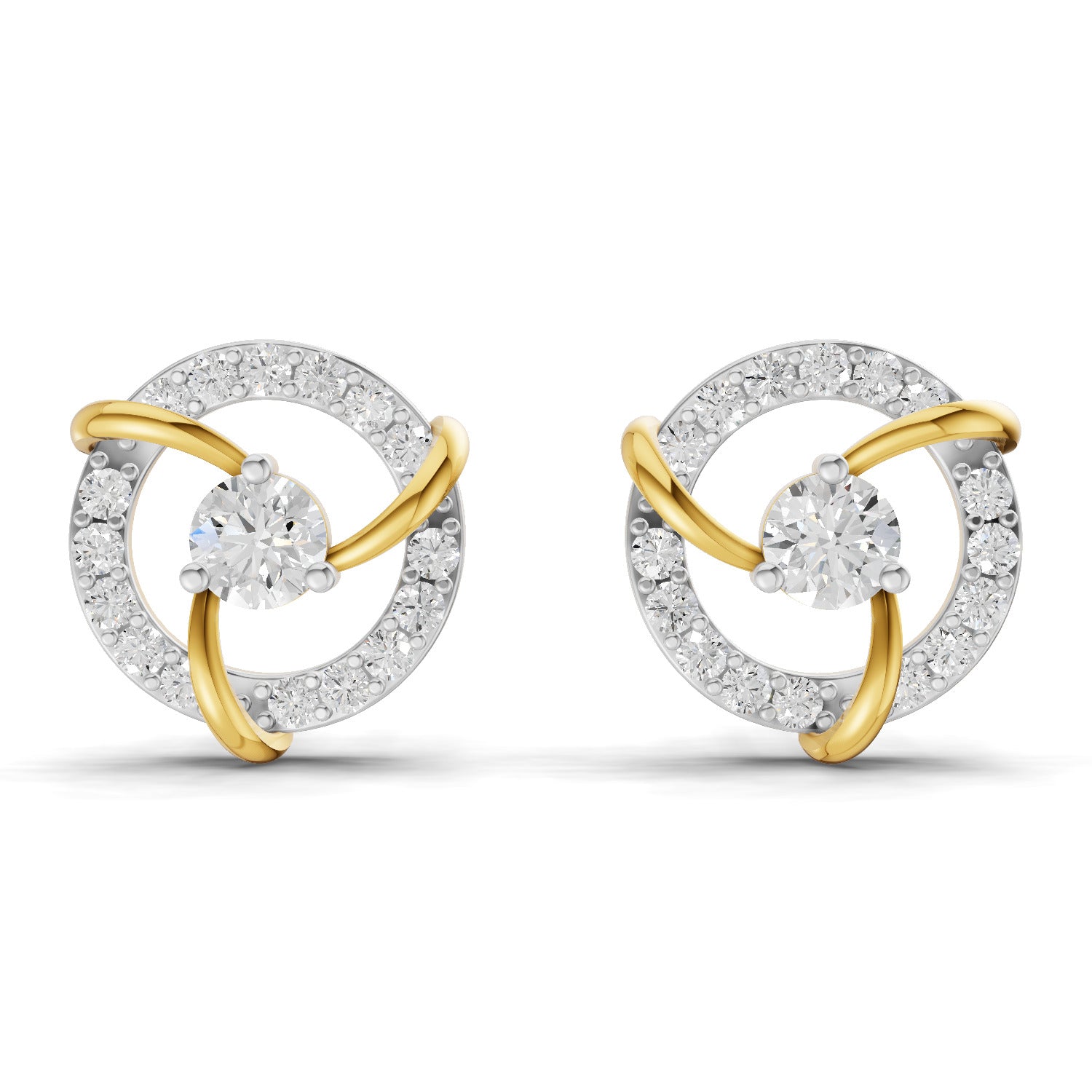 Lab Grown Diamond Earrings 0.57 Carat IGI Certified Round Shape 925 Sterling Silver Yellow Gold Plated Fashion Earrings