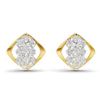 Lab Grown Diamond Earrings 0.42 Carat IGI Certified Round Shape 925 Sterling Silver Yellow Gold Plated Cluster Earrings