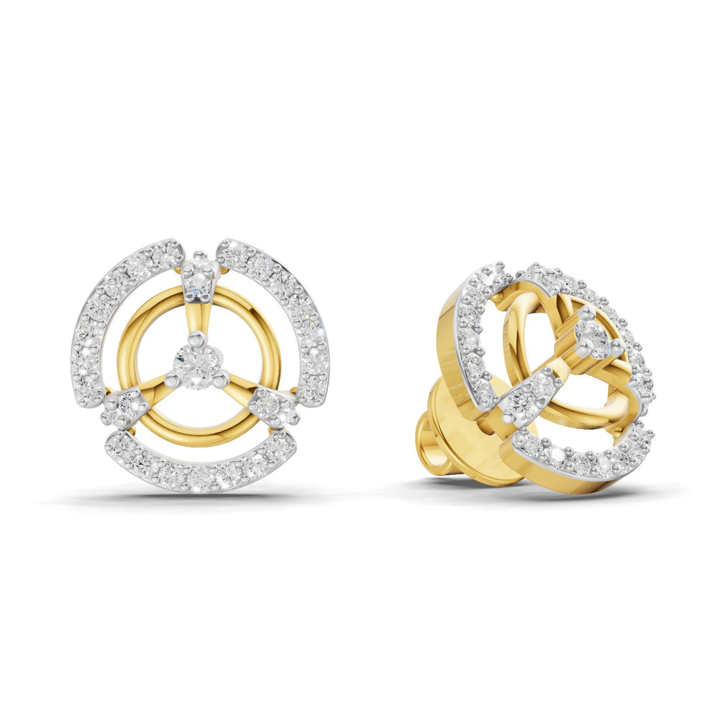 Lab Grown Diamond Earrings 0.26 Carat IGI Certified Round Shape 925 Sterling Silver Yellow Gold Plated Fashion Stud Earrings
