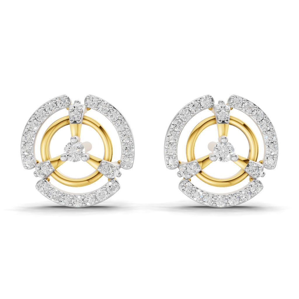 Lab Grown Diamond Earrings 0.26 Carat IGI Certified Round Shape 925 Sterling Silver Yellow Gold Plated Fashion Stud Earrings