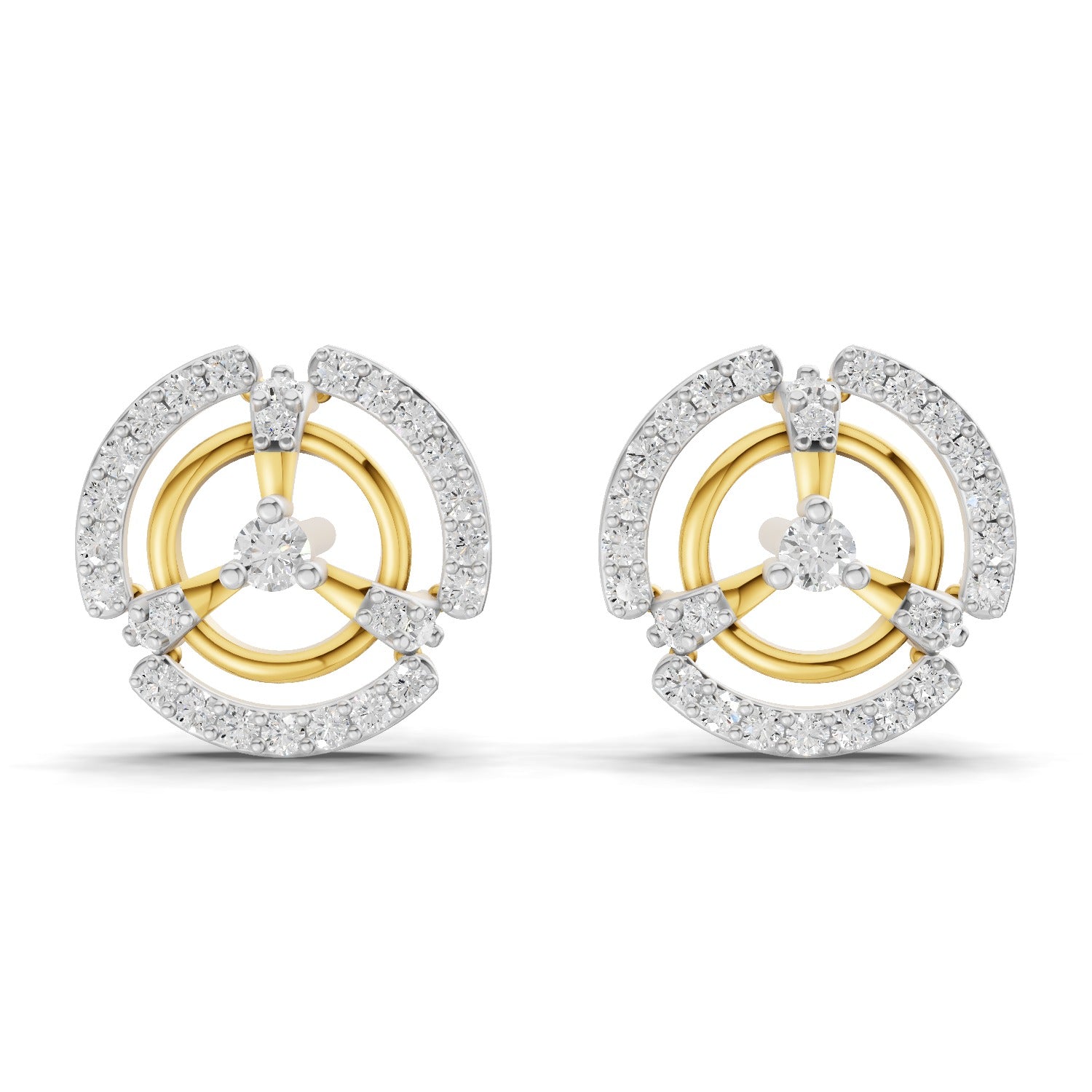 Lab Grown Diamond Earrings 0.26 Carat IGI Certified Round Shape 925 Sterling Silver Yellow Gold Plated Fashion Stud Earrings