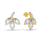 Lab Grown Diamond Earrings 0.83 Carat IGI Certified Round Shape 925 Sterling Silver Yellow Gold Plated Floral Earrings