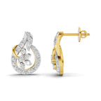 Lab Grown Diamond Earrings 0.83 Carat IGI Certified Round Shape 925 Sterling Silver Yellow Gold Plated Floral Earrings